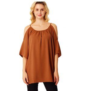 Brown Cold Shoulder Blouse – Size M – NWOT